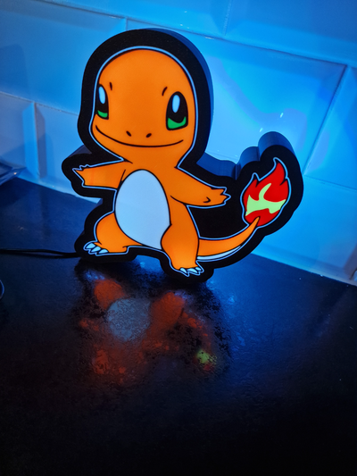 charmander ligero v2 by 3dcreativecustom arte señales logos pokemon 2d tarjeta juego lámpara firmar captura led noche 3d print model - Mito3D