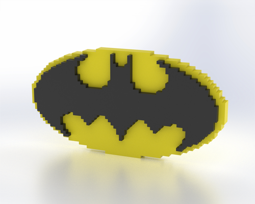 batman logo pixelig zeichen by abonnieren kunst logos dc mauer schreibtisch schnell drucken schnelldruck film no ams anzeige 3d print model - Mito3D