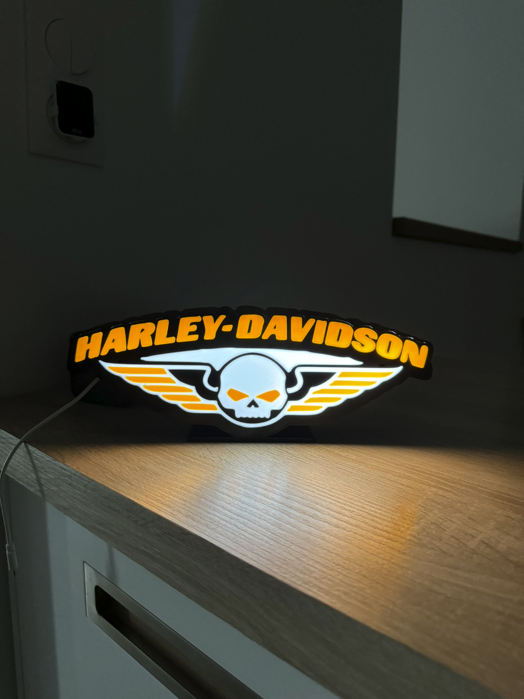 lamba ışık harley davidson kutu led boite ışıltılı by guillaume76620 sanat modeller füme balık lumiere armatür kafatası moto motosiklet 3D print model - Mito3D