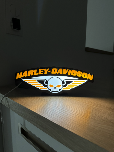 lampe licht harley davidson box led boite leuchtend by guillaume76620 kunst modelle lox lumiere leuchte schädel moto motorrad 3d print model - Mito3D