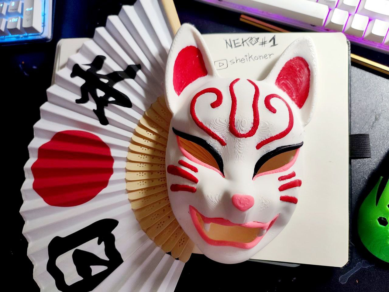 neko 1 gato máscara jequener by accesorios cosplays mascaras cascos japonés arte mascarilla cara 3D print model - Mito3D