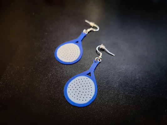 tennis racquets inspired earrings remixed by jinivus 3d fashion tennisracket racket paddle earring jewelery jewellery accessories keychain necklace racquet jewelry 3d print model - Mito3D