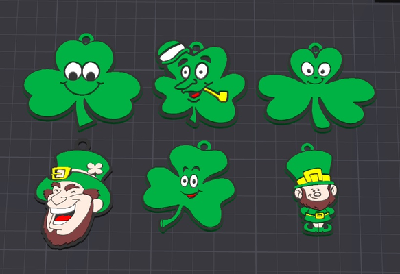 6 sortiert st patrick's schlüsselanhänger halskette charme pack 1 frei kommerziell by dominator334 mode schmuck irisch irland patricks heilige grün urlaub geschenk geschenke frieden wohlstand liebe schlüssel ring ringe kette ketten schlüsselring schlüsselbund zubehör zubehörteil niedlich design kind kinder kidstoy glücklich happy2024 halsketten anhänger hängend ams bereit junge mädchen jungs 2024 party kleeblatt festival spaß 3d print model - Mito3D