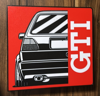 volkswagen mk2 gti lightbox by tropicgtiturbo art signs & logos vw mk1 mk3 mk4 mkk5 mk6 mk7 mk8 audi porsche euro eurocars 3d print model - Mito3D