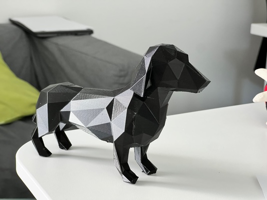 dachshund poli remixado by ak 211779 arte esculturas cão pobre projeto 3d print model - Mito3D