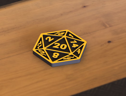 d20 würfel inspiration zeichen münze by socke spielzeuge spiele d20dice dnd verliese drachen marker objektivmarke mini 3d print model - Mito3D