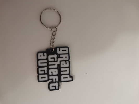 gta logo multicolor keychain by bt3d printing art signs & logos grand theft auto game 3d print model - Mito3D