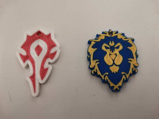 multicolorido mundo of warcraft facção emblemas horda aliança by bt3d impressão arte sinais logotipos uau chaveiro emblema 3d print model - Mito3D