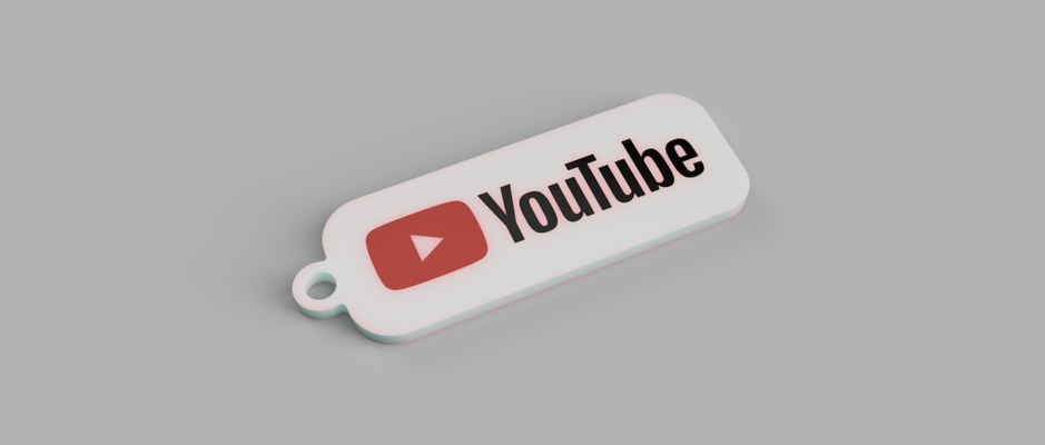 youtube logo anahtarlık by luciano brek araçlar gadget'lar kırmızı beyaz siyah 3d print model - Mito3D