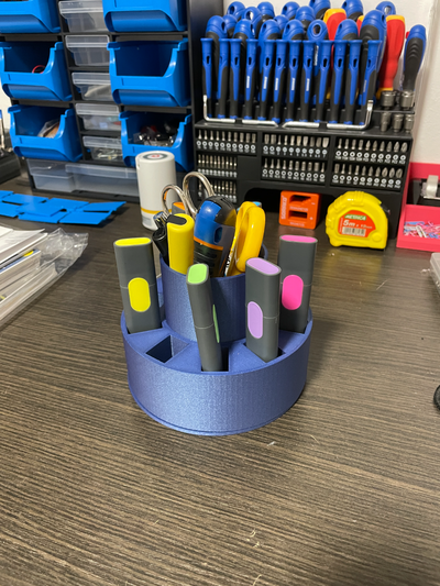 rotary highlighters desk holder by effeg studio tools organizers office highlighter pen penholder 3d print model - Mito3D