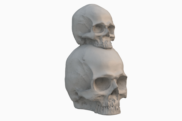 2 teschi impilati by studi religiosi domestico arredamento cranio ossatura decorazione vacanza hallowen umano design dettagliata puntello 3d print model - Mito3D