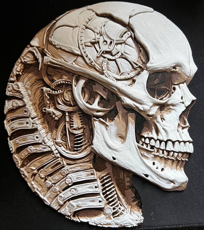 biomecânico crânio by donmatis arte modelos forja chapéus pintura filamento 3d print model - Mito3D