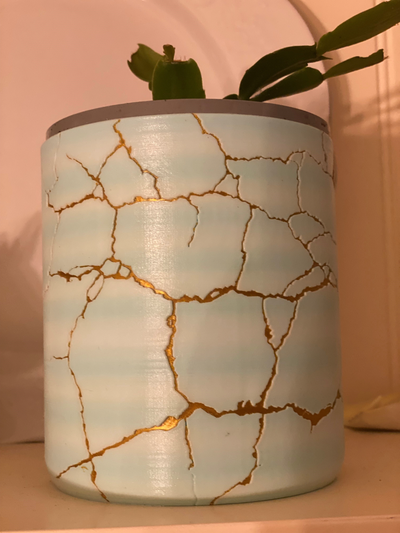 cracked flower pot shared by colombod household decor kintsugi 3d print model - Mito3D