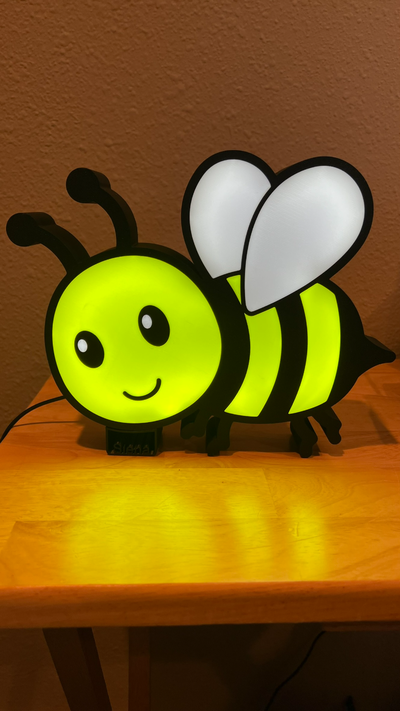 bee light box by 3rdcoastprinting art signs & logos bumblebee bumble lightbox lamp 3d print model - Mito3D