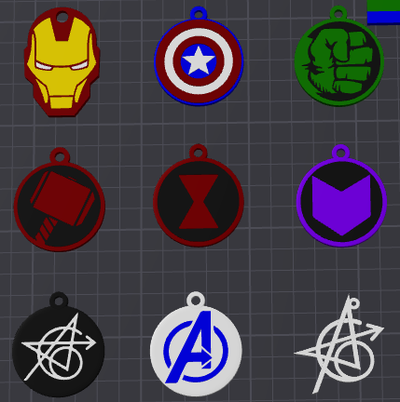 avengers keychains by mtkdesigns art signs & logos keychain 6 ironman 3d print model - Mito3D