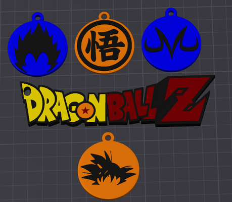 dragonball z keychains by mtkdesigns art signs & logos dbz goku vegeta 3d print model - Mito3D