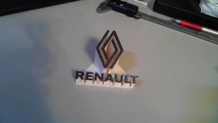 renault logo by michele mm3d pasatiempo bricolaje diy vehiculos logotipo coche vehiculo extrusión 3dart firmar escritorio 3d print model - Mito3D