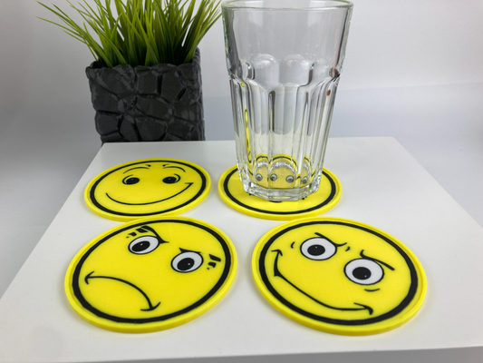 emoji themed coasters by 3dnestcz household house models coaster rounded multicolor 3d print model - Mito3D