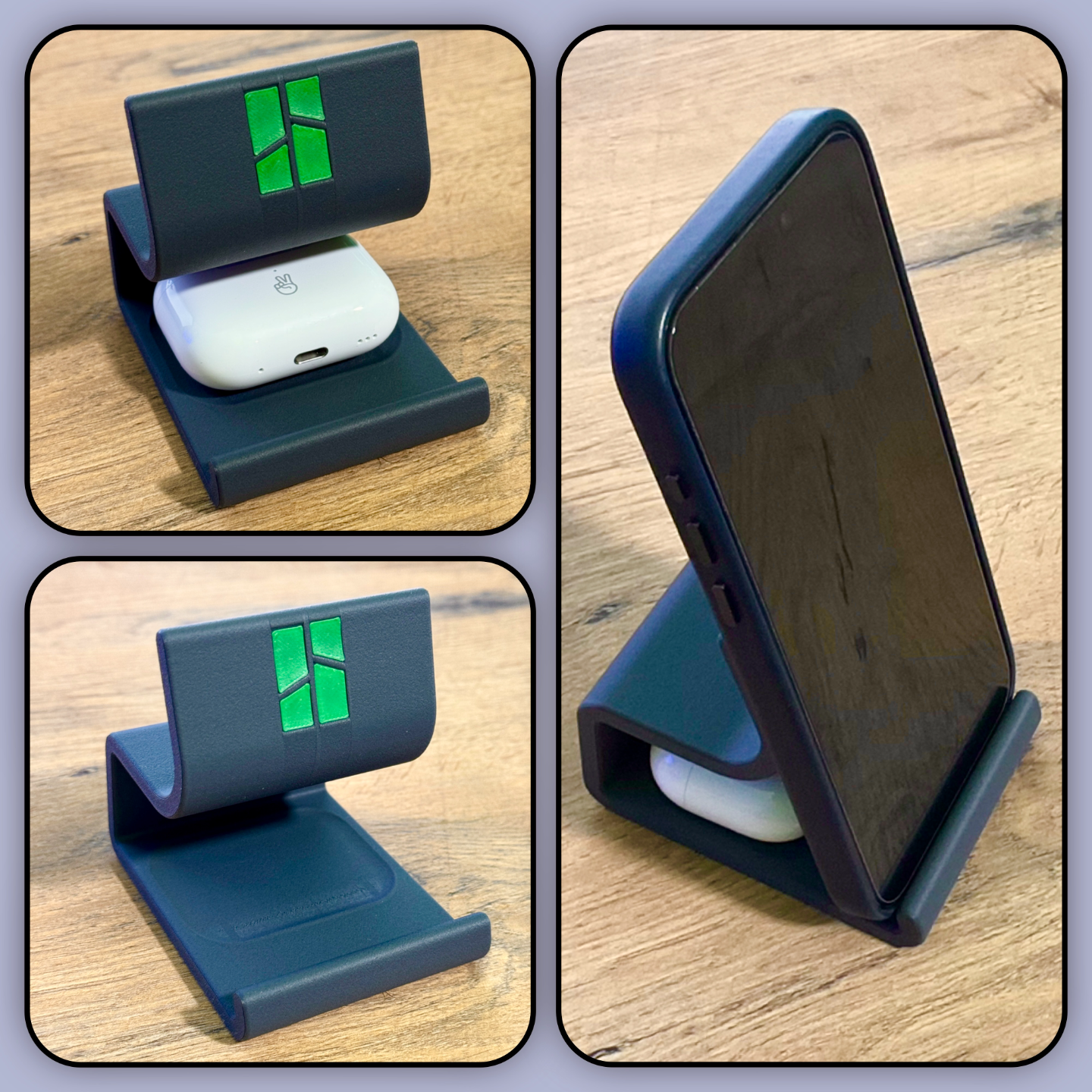 phone stand + airpods tray by lukas borg tools gadgets smartphone bambu iphone samsung huawei xiaomi oneplus zte nokia google pixel galaxy apple p1p p1s x1c x1 a1 mini accessories holder 3D print model - Mito3D