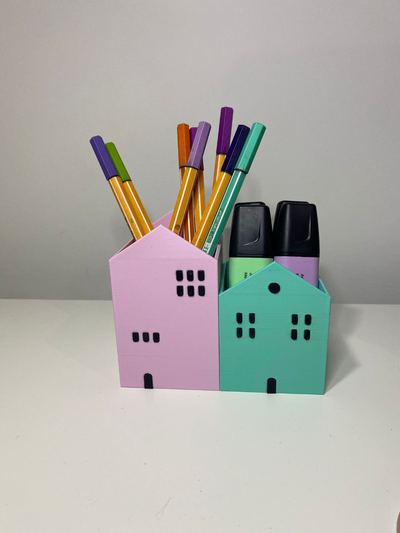 pen holder house by 3d erre household office penholder decoracion organizador escritorio org 3d print model - Mito3D