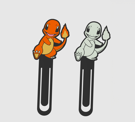 bookmark charmander pokemon multicolor black white by terabite tools libro book books segnalibro segnalibri 3d print model - Mito3D