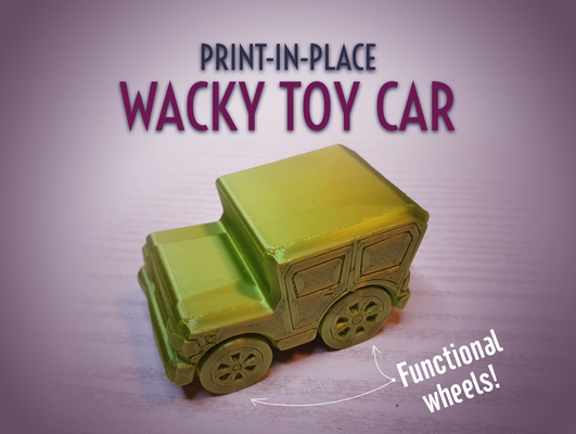 wacky print-in-place toy car by jaatinen3d toys & games print in place printinplace cartoony jeep 4x4 truck 3d print model - Mito3D