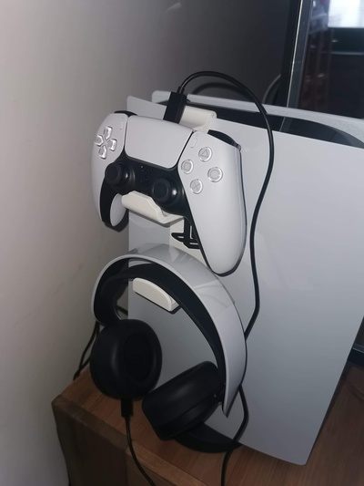 ps5 dualsense headset mount remixed by bastien toys & games holder headphone playstation 3d print model - Mito3D