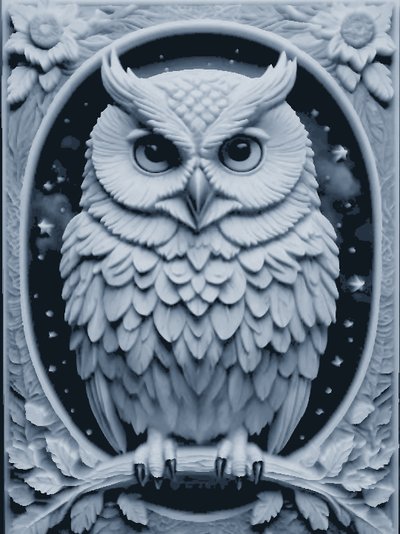 owl - hueforgee by leeroi art 2d wall decor deco hueforge animal 3d print model - Mito3D