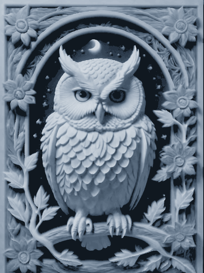 owl - hueforgee by leeroi art 2d decor wall animalk 3d print model - Mito3D