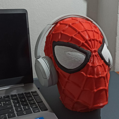 hombre araña auricular by atz78 herramientas artilugio 2 cabeza teléfono estante soporte auriculares súper superhéroe superhéroes oficina accesorios accessori maravilla letras juego azar accesorio pedro parker p1p p1s manipulado almacenamiento web 3d print model - Mito3D