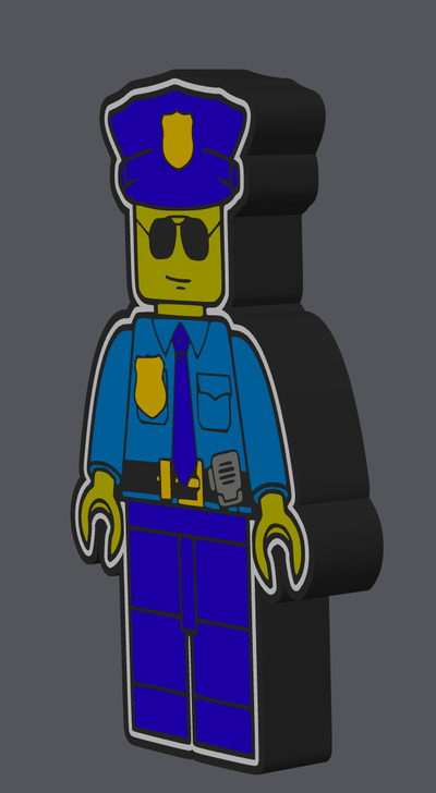 lego police man figure lightbox led lamp by danielhawker03 art signs & logos legofigure legofigures legos light box ledlight night nightlamp night-light 3d print model - Mito3D