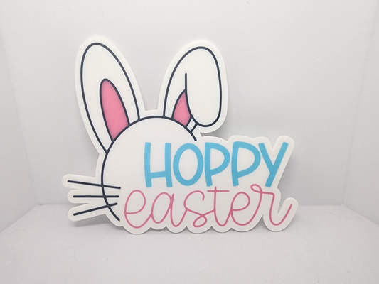 hoppy easter by j3dps art 2d bunny sign rabbit 3d print model - Mito3D