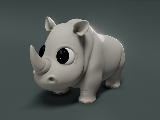 rocoso rinoceronte by 3dmdesign arte esculturas gordito lindo tamaño dibujos animados minúsculo animal salvaje juguetón coleccionable mesa decoración bebé adorable figurilla escultura 3d print model - Mito3D