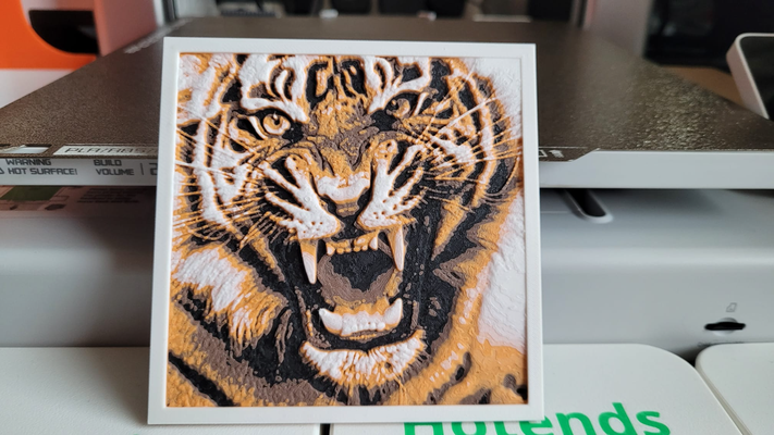 hueforge tiger by bertbee generative 3d model & lithophane hue huefogre hueforege art classic ratrod forge 3d print model - Mito3D