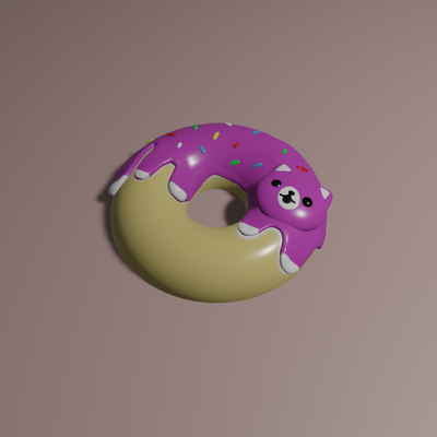 ciambella gatto by balzo98 arte sculture carina nomade dolcezza animale gattino donutcat 3d print model - Mito3D