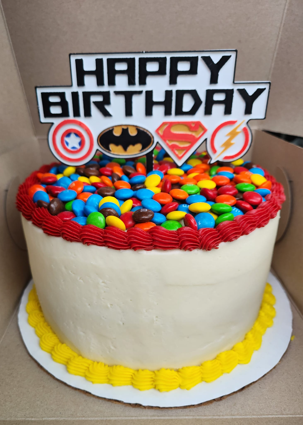 super hero happy birthday cake topper by stacybraun31 household decor batman superman flash captain america 3D print model - Mito3D