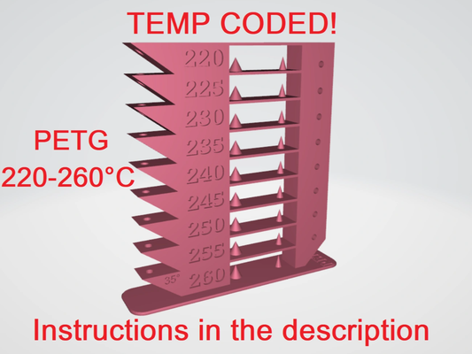 calibration tower petg by xeraj 3d printer test models temp bridging stringing temperature model 3d print model - Mito3D