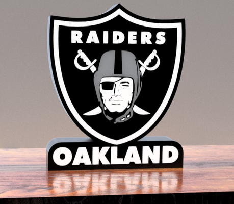 oakland predoni guidato lightbox by mfdesigns3d arte segni loghi oaklandraiders 3d print model - Mito3D