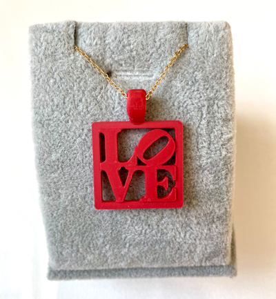 love statue pendant necklace in style of robert indiana by kndesigns3d fashion jewelry valentine valentines gift earrings heart 3d print model - Mito3D