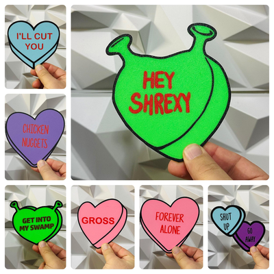 komisch valentinstag süßigkeiten herzen by williams branchen haushalt dekor shrek parodie liebe schnitt xoxo hass wtf hähnchen nuggets dekoration dekorationen kunst 2d 3d mauer zeichen untersetzer stift magnet wasser getränk tee bier 3d print model - Mito3D