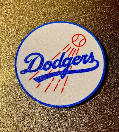 dodgers coaster by mipmay3d art signs & logos baseball baseballlogo national sandiego mancave majorleague fan logo sign 3d print model - Mito3D