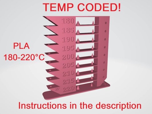 calibration tower pla by xeraj 3d printer test models temp bridging stringing temperature model 3d print model - Mito3D