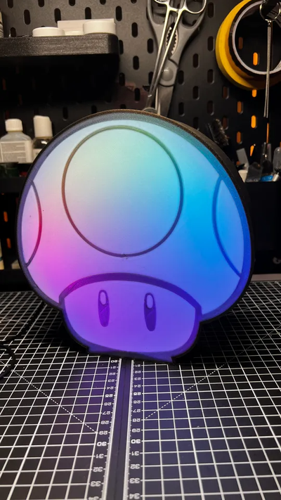 pilz rgb lampe by makersark3d haushalt dekor mario 1up 3d print model - Mito3D