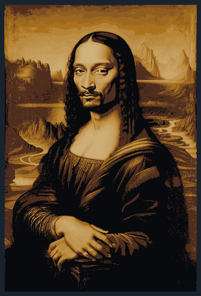 snoopa lisa hueforge mona + snoop dogg by ziofester generative 3d model & lithophane snoopydog reggae ganja marijuana cannabis thc painting art frame museum rastafari rasta music leonardodavinci davinci da vinci portrait caricature 3d print model - Mito3D