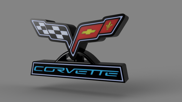 corvette lightbox by miked3d art signs & logos light box flag led lamp 3d print model - Mito3D