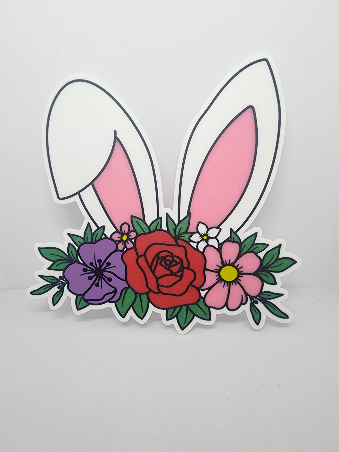 easter bunny ears flowers by j3dps art 2d rabbit 3D print model - Mito3D