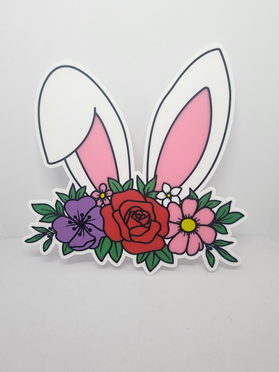 easter bunny ears flowers by j3dps art 2d rabbit 3d print model - Mito3D