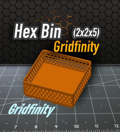 hex bin 2x2x5 gridfinity by k2 kevin tools organizers gridfinitybin 3d print model - Mito3D