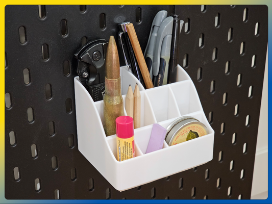 multislot-organizer container remixed by au3d tools organizers ikea skadis ikeaskadis organizer pencil holder pencilholder brush brushholder knife knifeholder scissors scissorsholder 3d print model - Mito3D