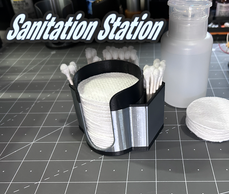 cotton pad q-tip holder - sanitation station remixed by k2 kevin household house models cottonpads cottonpadholder qtips qtipholder 3d print model - Mito3D